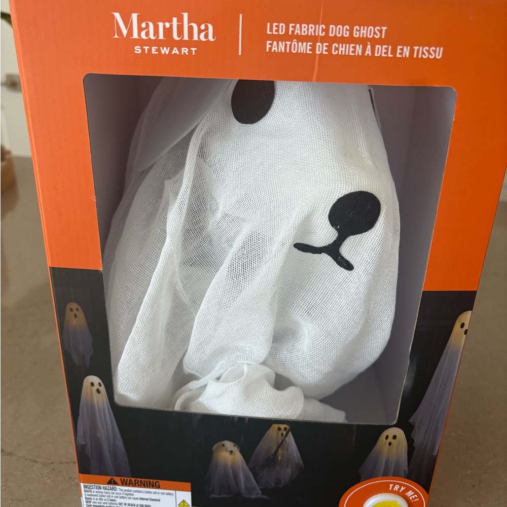 Martha Stewart White and Black LED Dog Ghost